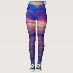 puesta de sol en la playa 2 leggings