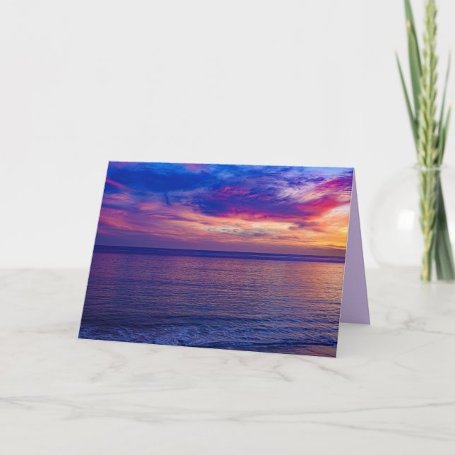 puesta de sol en la playa 2 tarjeta de saludo (Anverso)