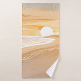 Puesta de sol en la playa acuarela | Hermoso Amari