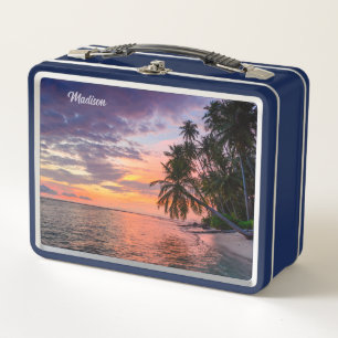 Puesta de sol en la playa de nombre personalizado