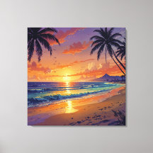 Puesta de sol en la playa tropical - Arte de estil