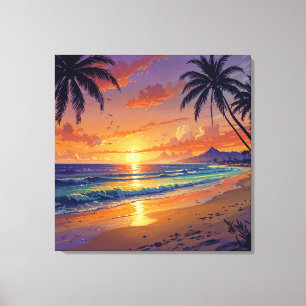 Puesta de sol en la playa tropical - Arte de estil