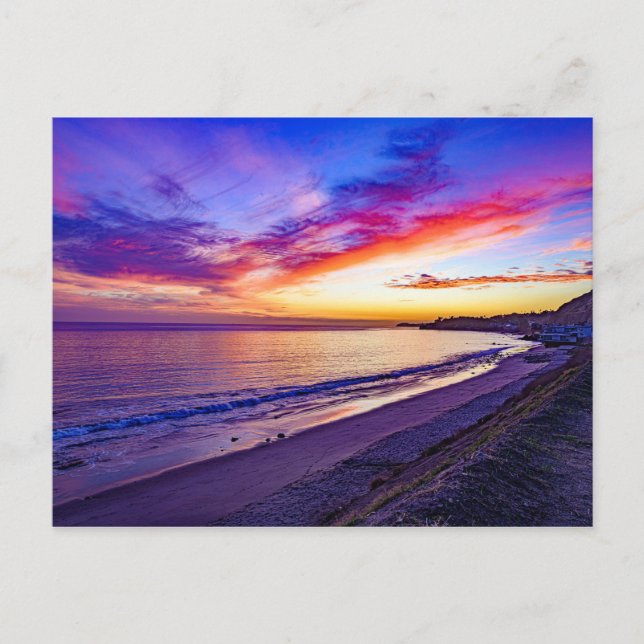 puesta de sol en la postal de la playa (Anverso)