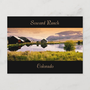 puesta de sol junto a la postal del lago