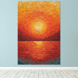 Puesta de sol radiante sobre agua Texturizado Arte