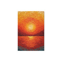 Puesta de sol radiante sobre agua Texturizado Arte