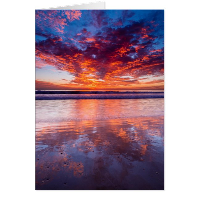 Puesta de sol rojo sobre el mar, California (Frente)