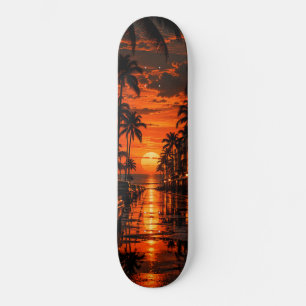 Puesta de sol tropical retro en monopatín – Palmer