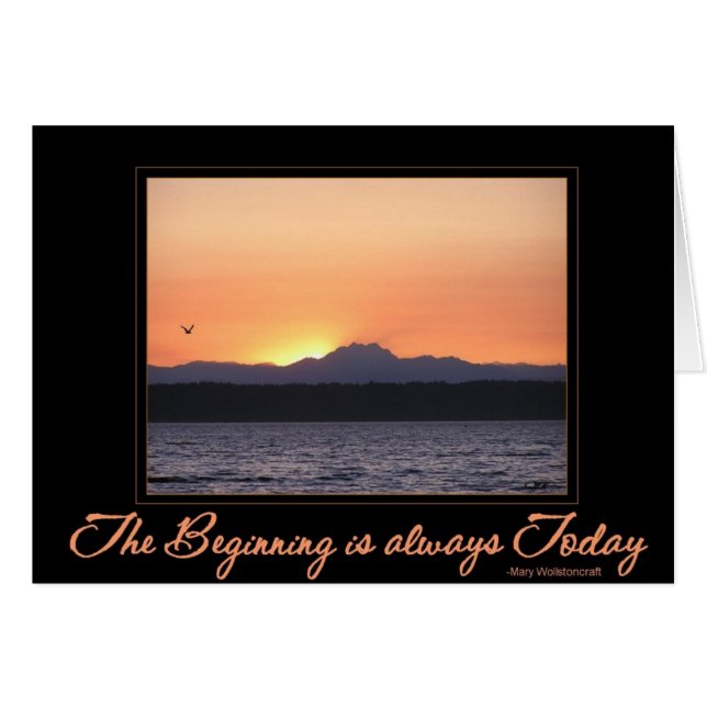 Puesta del sol con el pájaro - el principio está (Anverso (Horizontal))