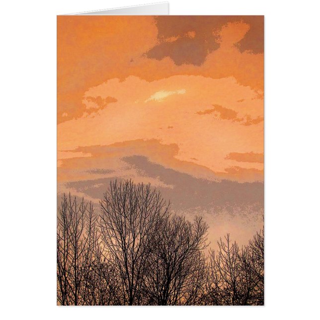 Puesta del sol con los árboles desnudos (Frente)