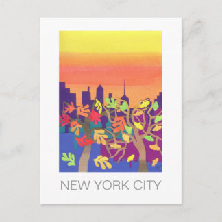 Puesta del sol de la caída sobre la postal de NYC