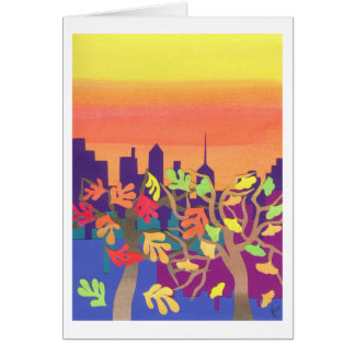 Puesta del sol de la caída sobre NYC