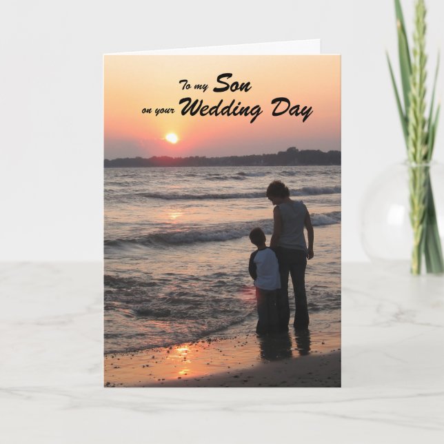 Puesta del sol de la tarjeta del día de boda del (Anverso)