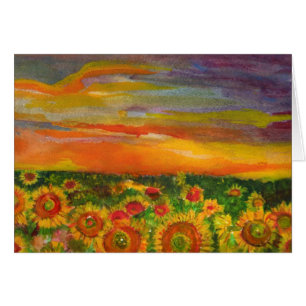 Puesta del sol del girasol