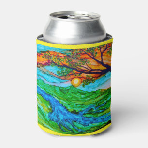 Puesta del sol en el neverita de bebidas de