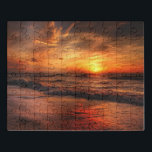 Puesta del sol en el rompecabezas del acrílico del<br><div class="desc">La puesta del sol en el rompecabezas de acrílico del agua es perfecta para los amantes de naturaleza y las que gozan de la playa y del mar. La foto ofrece una puesta del sol de oro sobre el agua, con las nubes que fluyen en un cielo del oro y...</div>