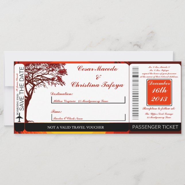 Puesta del sol en la invitación de la boda del (Anverso)