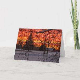 Puesta del sol en la tarjeta de felicitación del