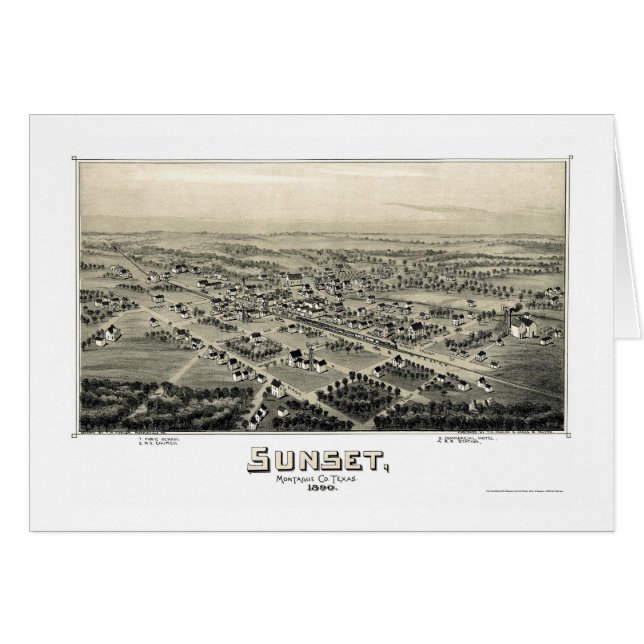 Puesta del sol, mapa panorámico de TX - 1890 (Anverso (Horizontal))
