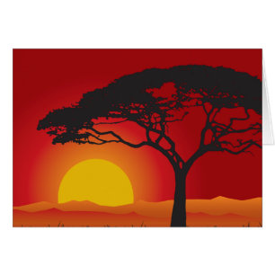 Puesta del sol roja de Briliiant debajo del árbol