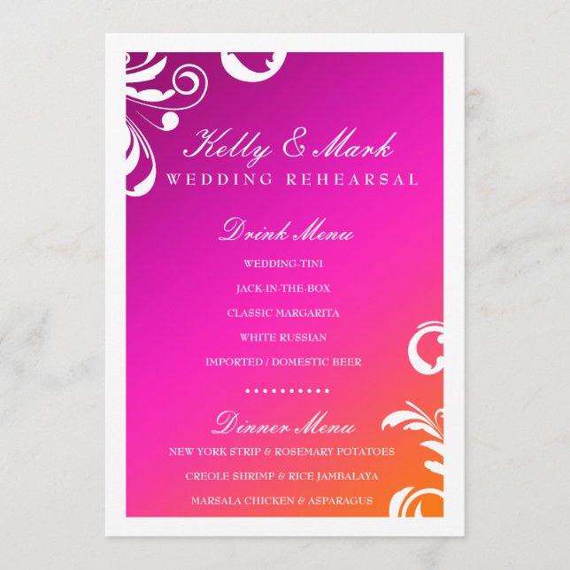 puesta del sol salvaje del menú de la bebida de la (Anverso)