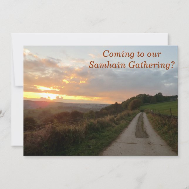 Puesta del sol Samhain que recolecta la invitación (Anverso)