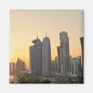 Puesta del sol sobre imán de Doha, Qatar