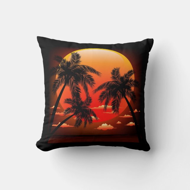 Puesta del sol tópica caliente y almohada de las (Anverso)