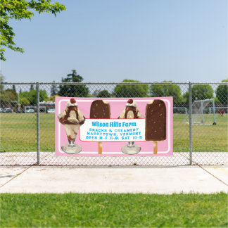 Puesto de helados personalizado grande pancarta al