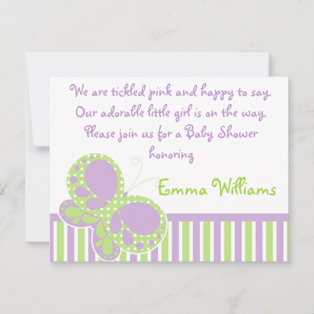 Puestos de mariposa en Baby Shower Invitación mora (Anverso)