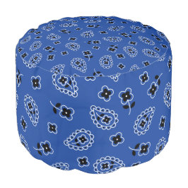 Puf Papel azul y negro Paisley