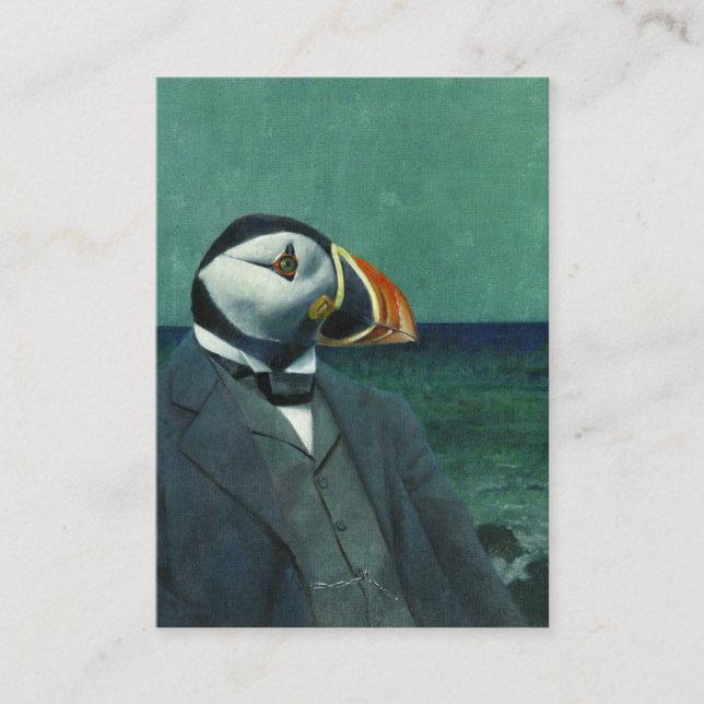 Puffin Gentleman ACEO - Tarjeta de negocios (Anverso)