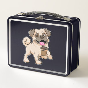 Pug con café para ir