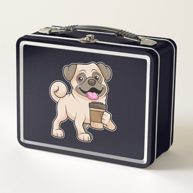 Pug con café para ir (Anverso)