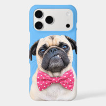 Pug con lazo rosa