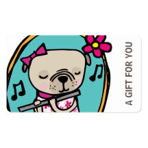 Pug con tarjeta de regalo de flauta, certificado,