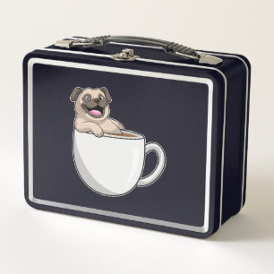 Pug con taza de café