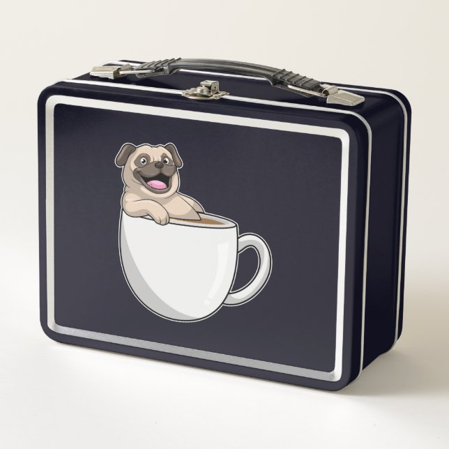 Pug con taza de café (Anverso)