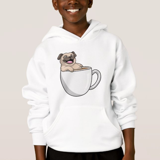Pug con taza de café (Anverso)