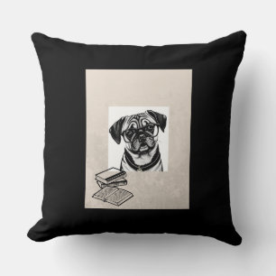 Pug Dachshund Perro con lentes Cojín decorativo