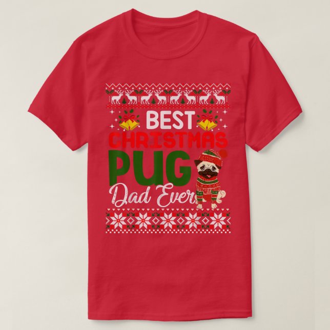 Pug Dad Navidades Graciosamente Ugly Xmas Sweater (Diseño del anverso)