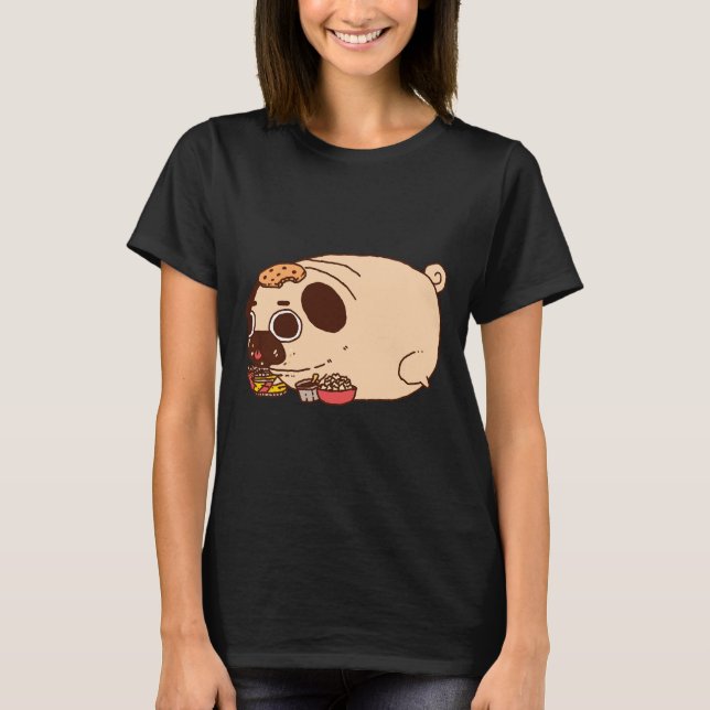 pug de chubby comiendo camiseta clásica 886 (Anverso)