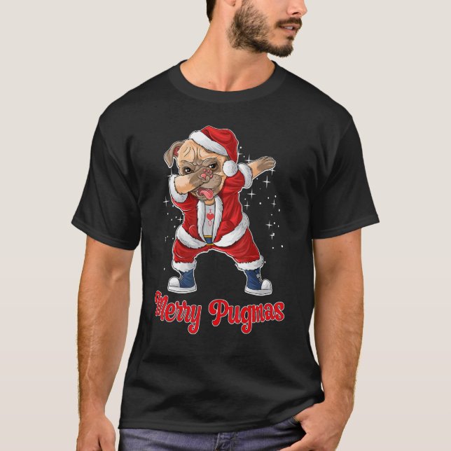 Pug de Navidad camiseta de pijama de Dabbing Alegr (Anverso)