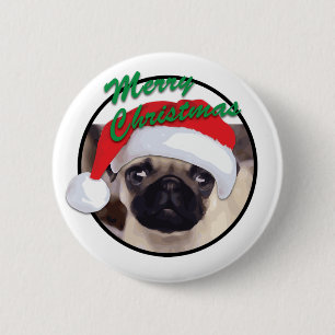 Pug de navidades - botón redondo estándar de 2¼ pu