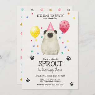 Pug Dejó Que El Perro Padoso Invitación Al Cumplea