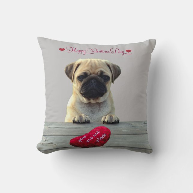 Pug Deseando Feliz Día de San Valentín almohadas d (Anverso)