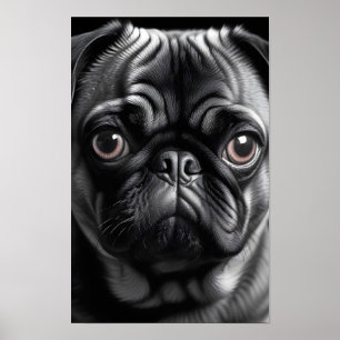 Pug Dog Adorable Cute Mascota Retrato Poster Arte