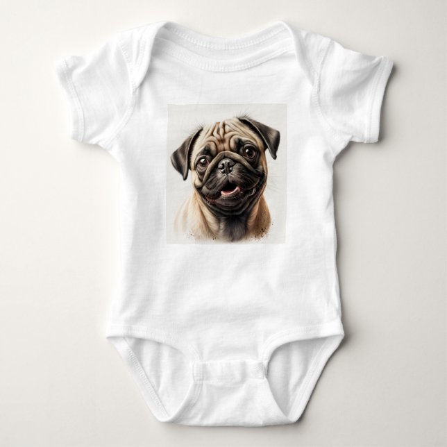 Pug Dog Baby Jersey Bodysuit (Anverso)