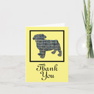 Pug Dog Silhouette Gracias Tarjeta De Saludo