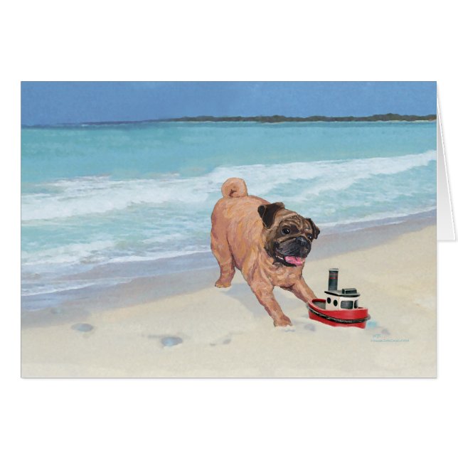 Pug en la playa (Anverso (Horizontal))